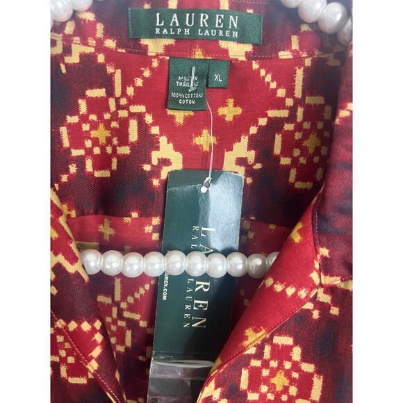 NWT Lauren Ralph Lauren Cotton Popover Tunic in Earthtones Size XL - Picture 3 of 5